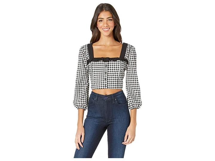 Bcbgeneration Button Front Long Sleeve Woven Top (black) Women's Clothing