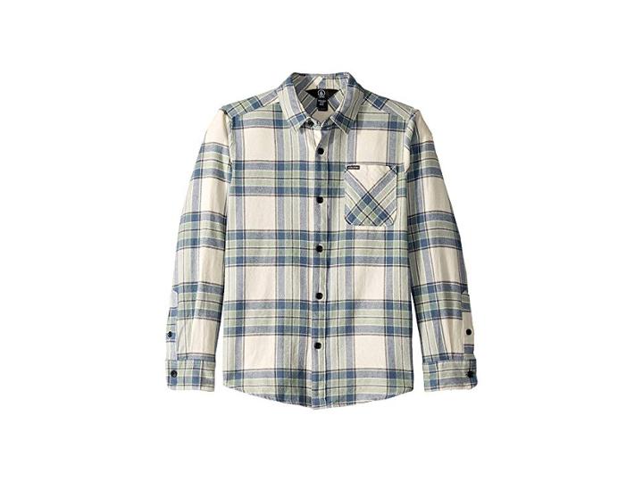 Volcom Kids Caden Plaid Long Sleeve (little Kids/big Kids) (off-white) Boy's Long Sleeve Pullover
