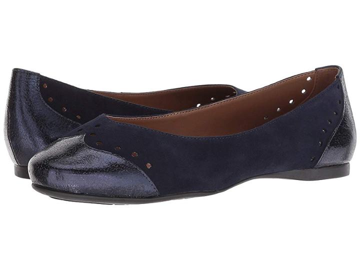 French Sole Civil Flat (navy Suede Metallic) Women's Shoes