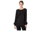 Eci Long Sleeve Ruffled Blouse (black) Women's Blouse