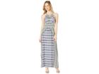 London Times Geo Patches Keyhole Halter (soft White/orange) Women's Dress
