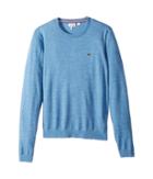 Lacoste Kids Long Sleeve Crewneck Sweater (toddler/little Kids/big Kids) (cloudy Blue Chine) Boy's Sweater