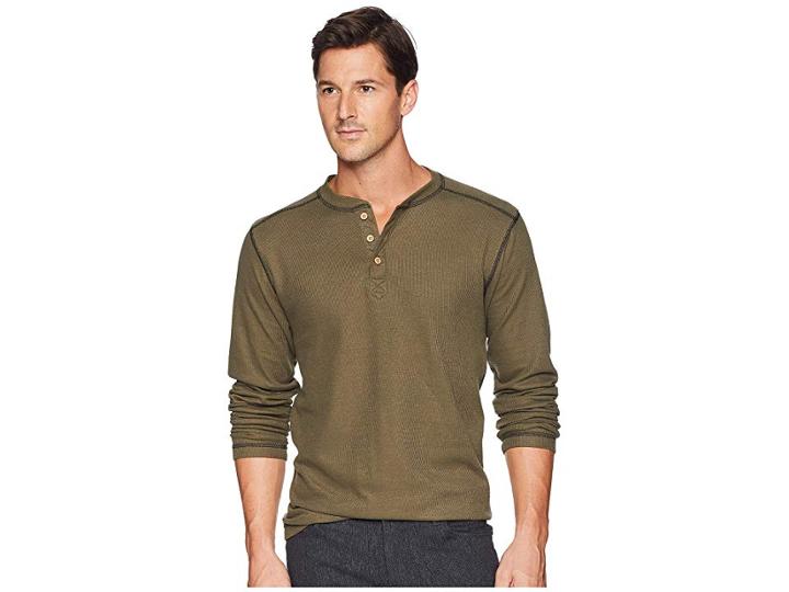 Vintage 1946 Flat Back Rib Henley (dark Olive) Men's Clothing