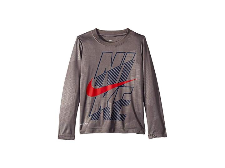 Nike Kids Block Dri-fit Long Sleeve Tee (little Kids) (gunsmoke) Boy's Clothing