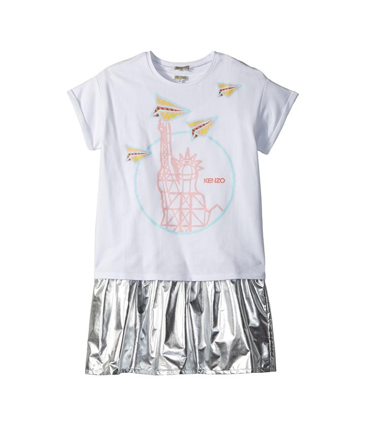 Kenzo Kids Statue Of Liberty Drop Waist Dress Set (big Kids) (white) Girl's Clothing