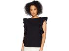 Lauren Ralph Lauren Ruffled Cotton Top (polo Black) Women's Clothing