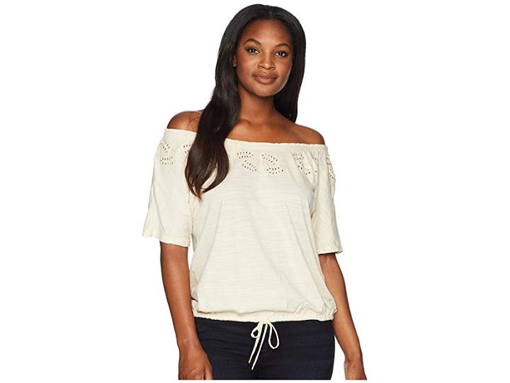 Lauren Ralph Lauren Embroidered Jersey Top (parchment) Women's Clothing