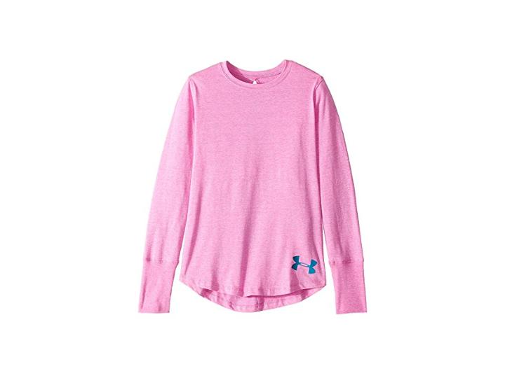 Under Armour Kids Finale Long Sleeve (big Kids) (fluo Fuchsia Light Heather/techno Teal) Girl's Clothing