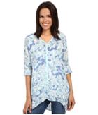 Miraclebody Jeans Shea Waterlily Print Tunic W/ Body-shaping Inner Shell (aqua Green) Women's Blouse