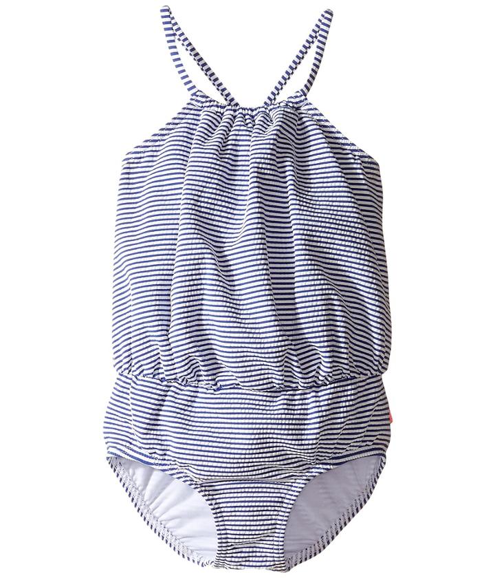 Seafolly Kids Cute D'azure Blouson Tank One-piece (toddler/little Kids) (indigo) Girl's Swimsuits One Piece