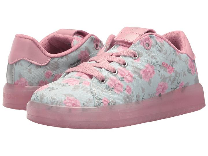 Geox Kids Kommodor 4 (little Kid/big Kid) (light Grey/pink) Girl's Shoes