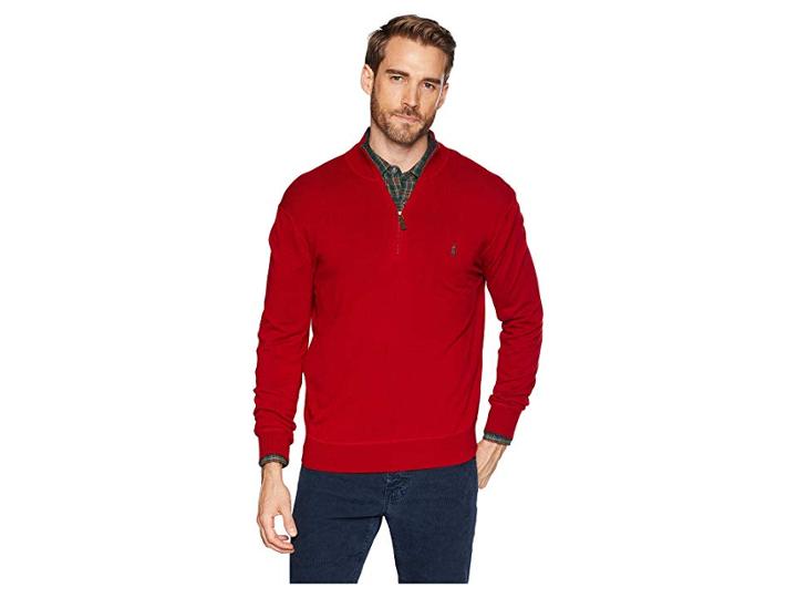 Polo Ralph Lauren Washable Cashmere 1/2 Zip Sweater (carriage Red) Men's Sweater