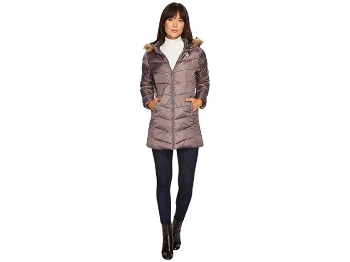 U.s. Polo Assn. Faux Fur Trimmed Parka Jacket (gray) Women's Coat