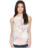 Vince Camuto Specialty Size Petite Sleeveless Diffused Blooms Blouse (new Ivory) Women's Blouse