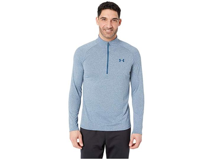 Under Armour Ua Tech 1/2 Zip (petrol Blue Light Heather/petrol Blue) Men's Clothing