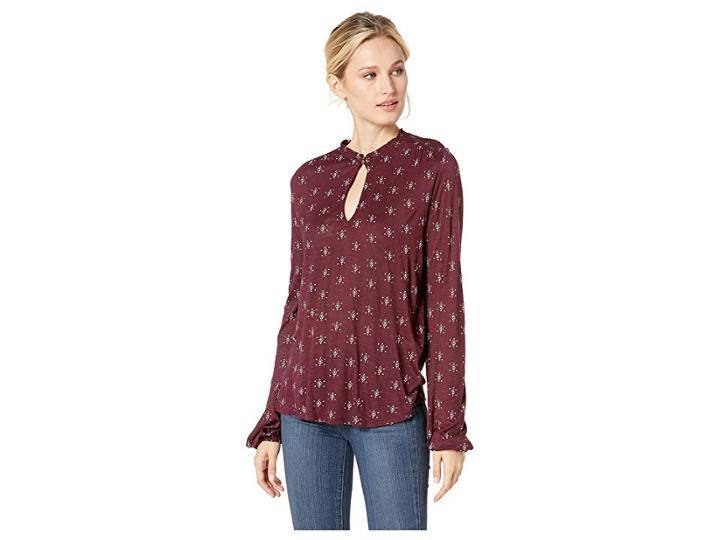 Lucky Brand Diamond Print Top (wine Tasting) Women's Clothing