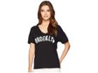The Original Retro Brand Brooklyn Rolled Short Sleeve Slub Boyfriend V-neck (black) Women's Clothing