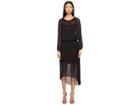 Escada Daluna Long Sleeve Sheer Overlay Dress (black) Women's Dress