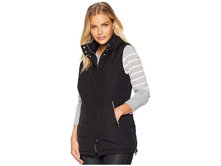 Tribal Puffer Vest W/ Zipper Detail (black) Women's Vest