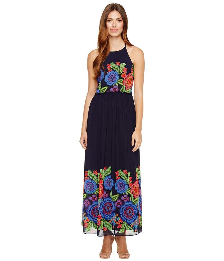Taylor Placed Floral Print Chiffon Maxi (navy Multi) Women's Dress