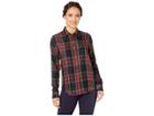 Lauren Ralph Lauren Petite Tartan Crest Twill Shirt (black/red Multi) Women's Long Sleeve Button Up