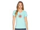 Life Is Good Hello Sunshine Sunflower Crusher Vee Tee (cool Aqua) Women's T Shirt