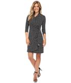 Karen Kane Cascade Wrap Dress (black/off-white) Women's Dress