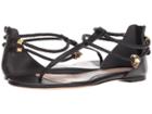 Alexander Mcqueen Strappy Leather Sandals (black/black/gold) Women's Sandals