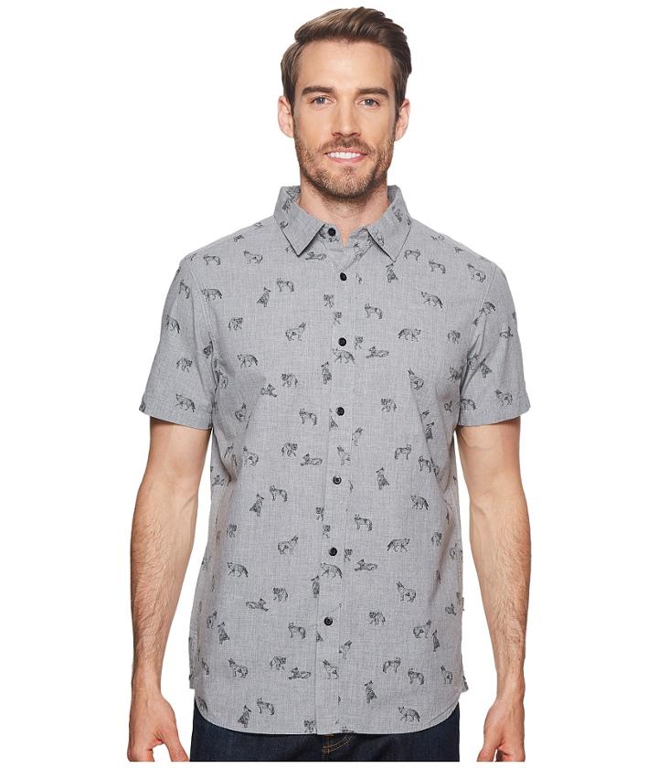The North Face Short Sleeve Bay Trail Shirt (tnf Medium Grey Heather/coyotes Print) Men's Short Sleeve Button Up