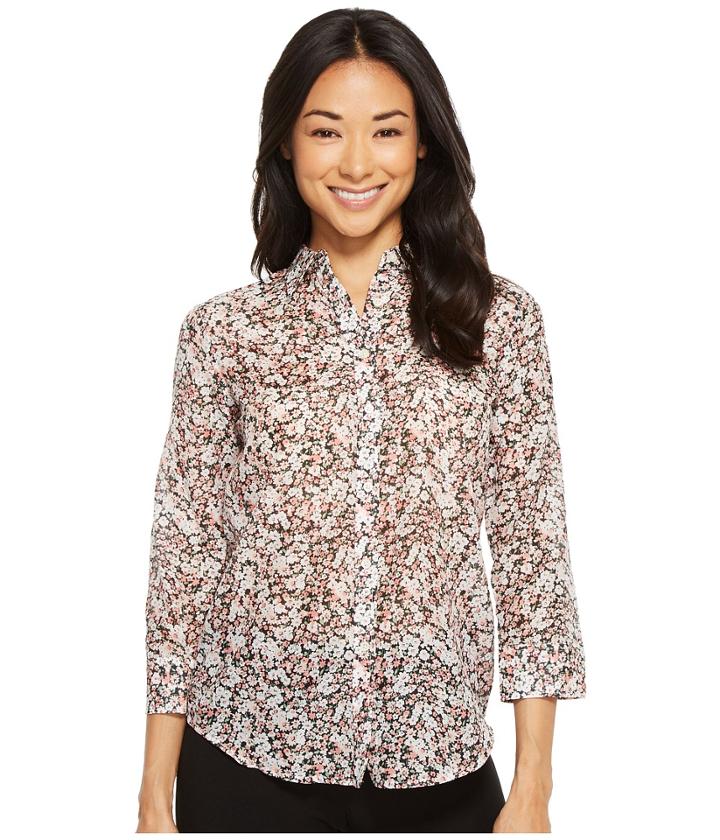 Lauren Ralph Lauren Petite Floral Cotton-silk Shirt (blush Multi) Women's Clothing