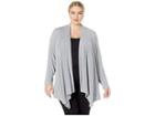 Calvin Klein Plus Plus Size Long Sleeve Metallic Flyaway Cardigan (heather Granite) Women's Sweater