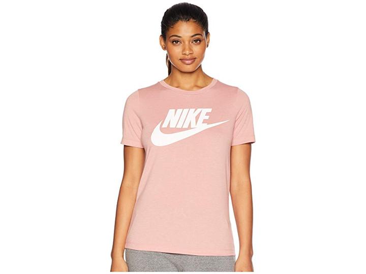 Nike Essential Hbr Top (rust Pink/rust Pink/white) Women's Short Sleeve Pullover