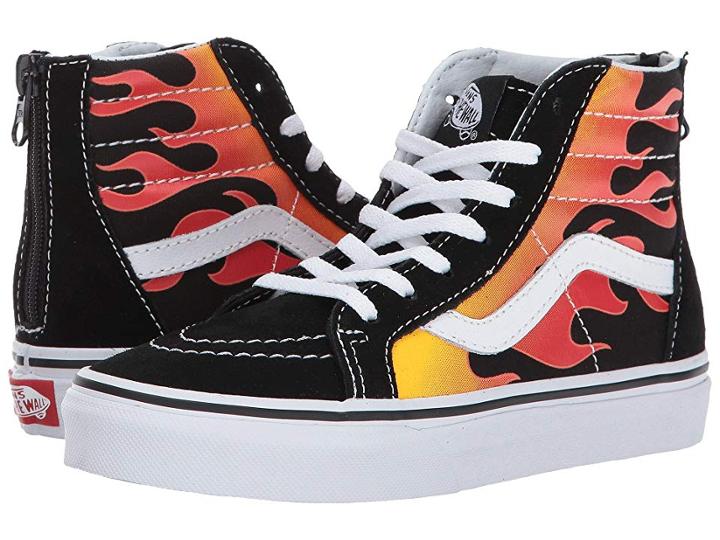 Vans Kids Sk8-hi Zip (little Kid/big Kid) ((flame) Black/black/true White) Boys Shoes