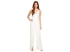 Halston Heritage Sleeveless Deep V-neck Faux Wrap Jumpsuit W/ Sash (chalk) Women's Jumpsuit & Rompers One Piece