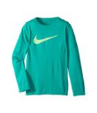 Nike Kids Dry Long Sleeve Training T-shirt (little Kids/big Kids) (neptune Green/illusion Green) Boy's T Shirt