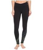 New Balance Premium Performance Tight Print Pants (black Sun Rays Stripe) Women's Casual Pants