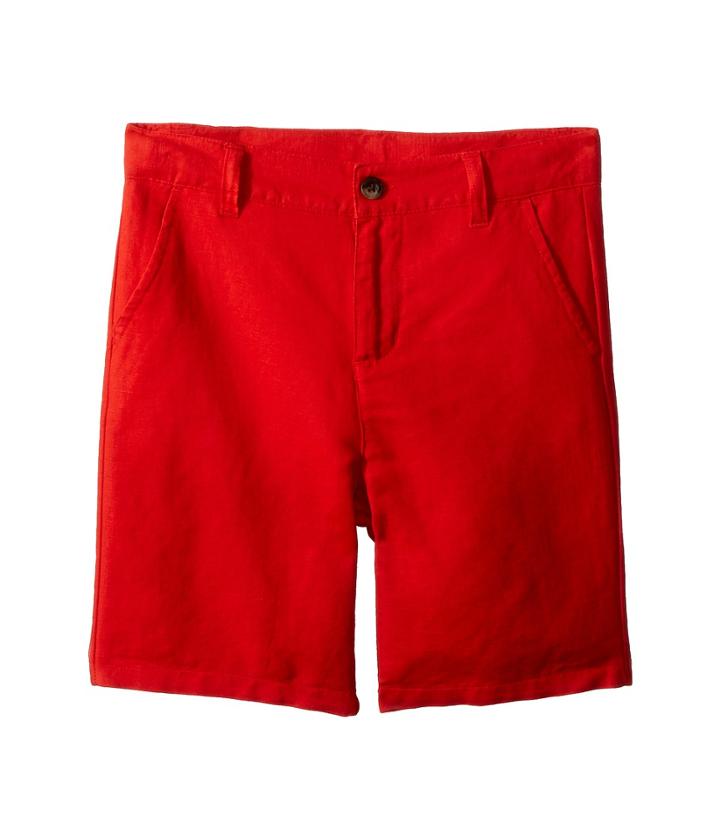 Janie And Jack Flat Front Shorts (toddler/little Kids/big Kids) (red Linen) Boy's Shorts