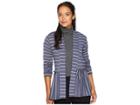 Bobeau Stripe Peplum Cardigan (vintage Indigo) Women's Sweater