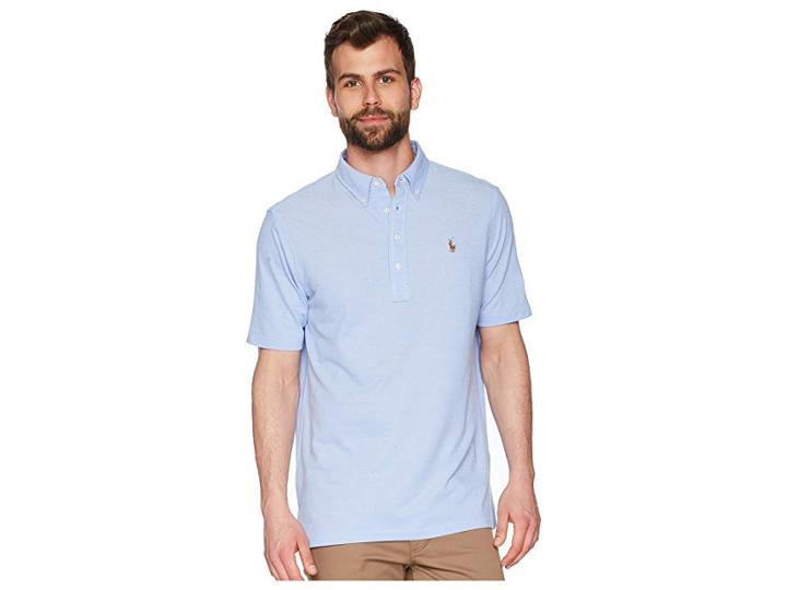 Polo Ralph Lauren Oxford Pique Polo (harbor Island Blue/white) Men's Clothing