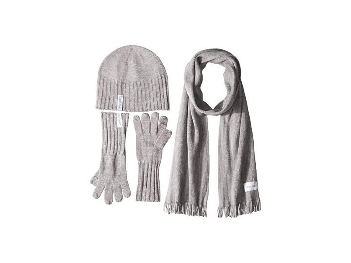 Calvin Klein Three-piece Basic Set (heathered Mid Grey) Beanies