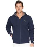 Lacoste Long Sleeve Molleton Gratte Hoodie W/ Novak Graphic On Back (navy Blue/white) Men's Sweatshirt