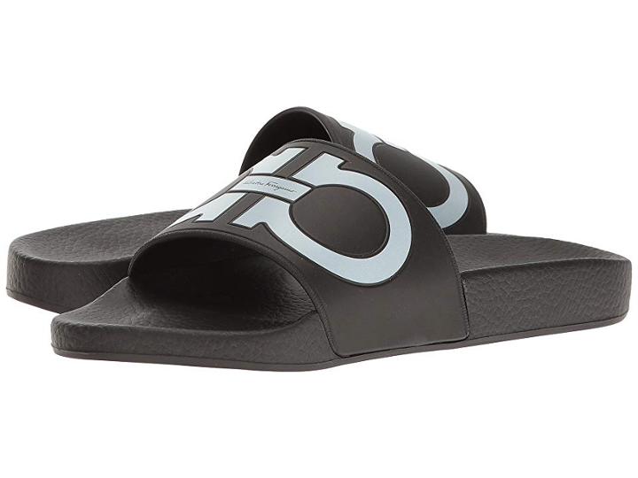 Salvatore Ferragamo Pvc Pool Slide (nero/gancio Bianco) Women's Slide Shoes