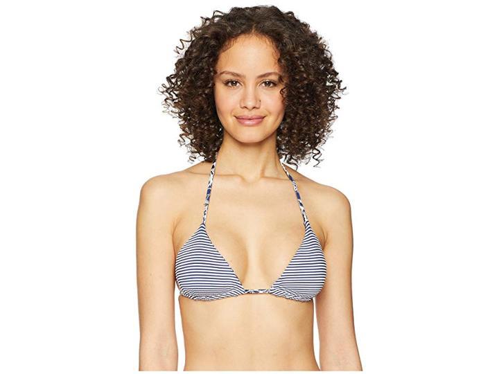 Splendid Check Please Reversible Triangle Bra Top (navy) Women's Swimwear