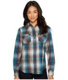 Pendleton Ranch Hand Plaid Shirt (blue/tan Ombre Plaid) Women's Long Sleeve Button Up