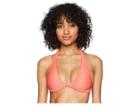 The Bikini Lab Rib-thym Nation Tall Triangle Halter Top (coral) Women's Swimwear