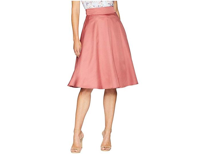 Unique Vintage High Waist Vivien Swing Skirt (dark Rose) Women's Skirt