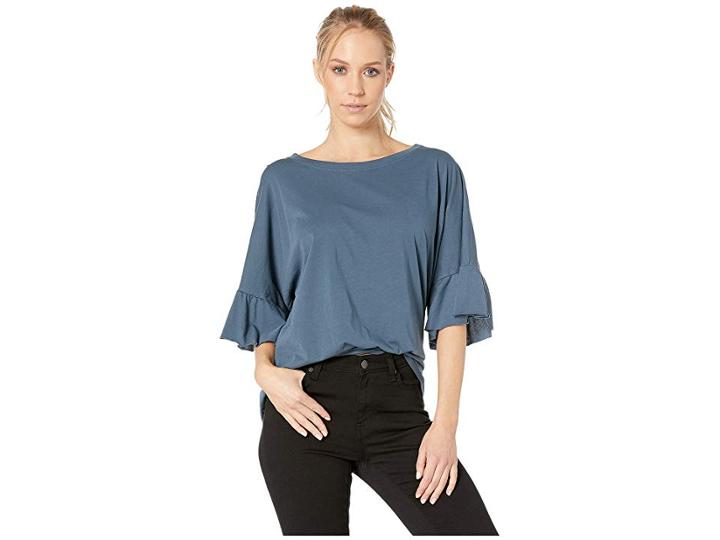 Lamade Erin Ruffle Sleeve Tee (orion Blue) Women's T Shirt