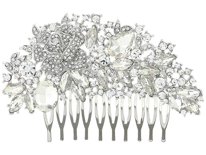 Nina Romantic Haircomb (rhodium/white Cz) Hair Accessories