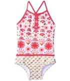 Hatley Kids Pink Gold Sarchi One-piece Color Block Swimsuit (toddler/little Kids/big Kids) (white) Girl's Swimsuits One Piece