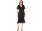 Eci Flutter Sleeve Wrap Chiffon Dress Ruffle Hem (black) Women's Dress